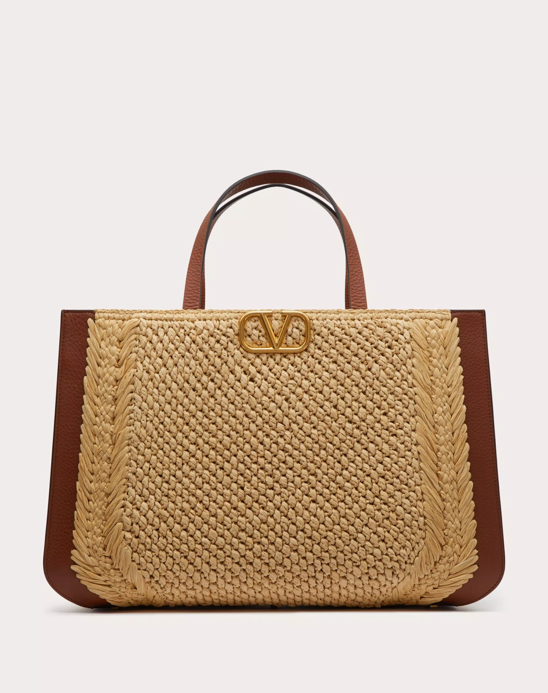 VLOGO SIGNATURE RAFFIA HANDBAG